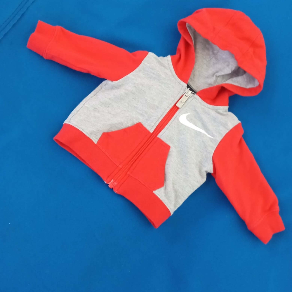 Nike Kids Red and Gray Zip-Up Hoodie